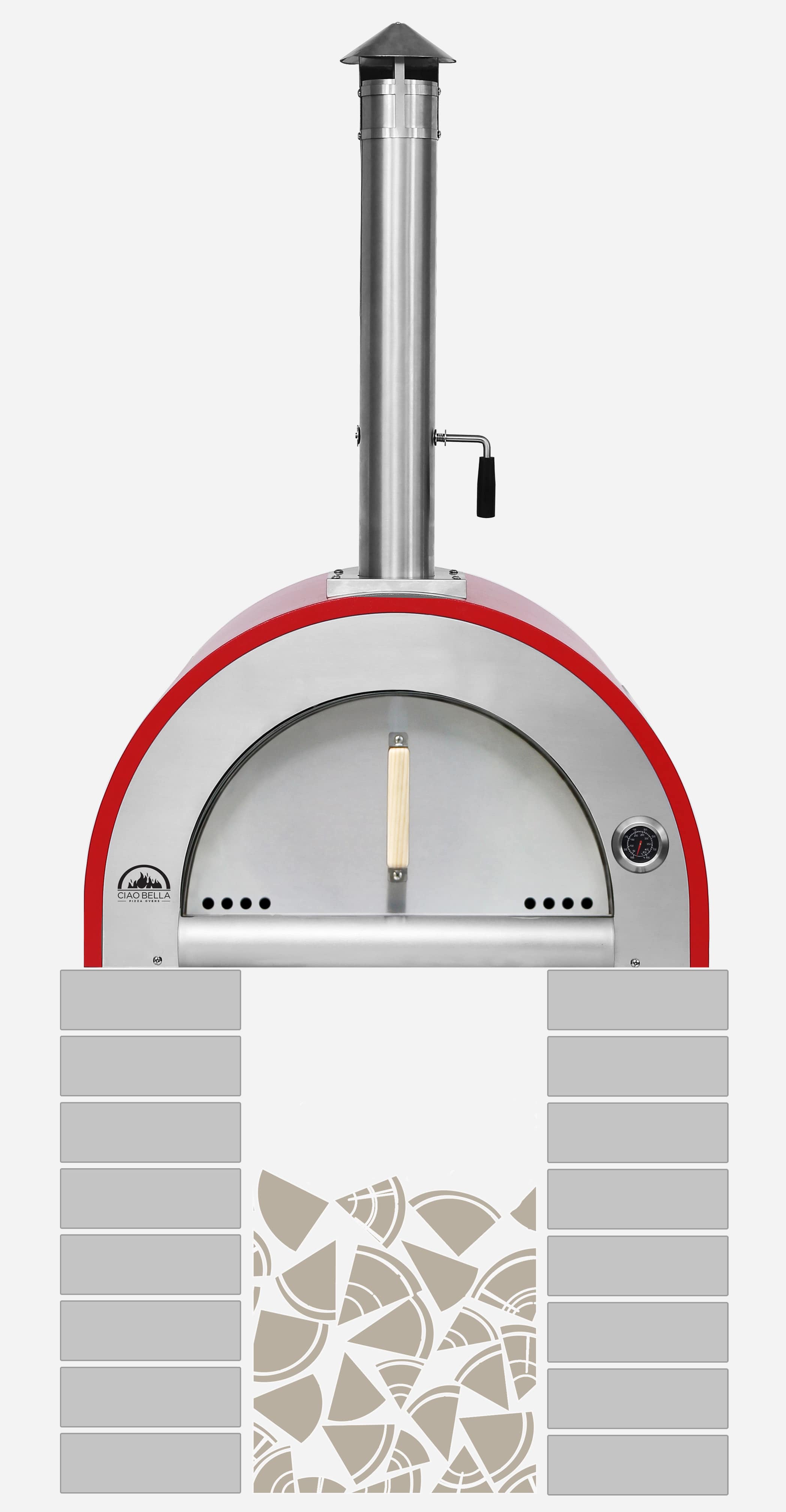 Red Stainless Steel Countertop Outdoor Pizza Oven Ciao Bella