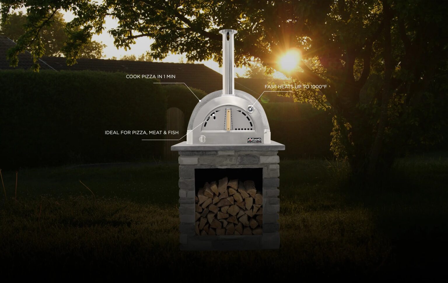 Fiamo Countertop Gas Thermal Clay Ciao Bella Outdoor Backyard Pizza Ovens